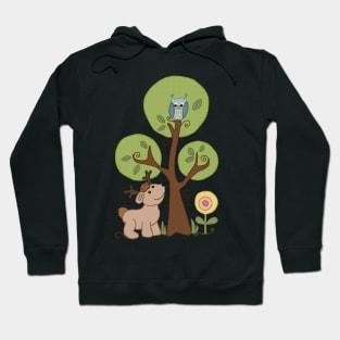 Hirsch und Eule Hoodie